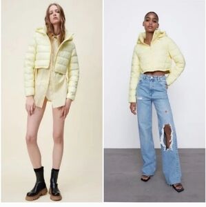 Zara Soft Yellow Quilted Jacket